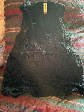 No Boundaries Black Crochet Tank Top